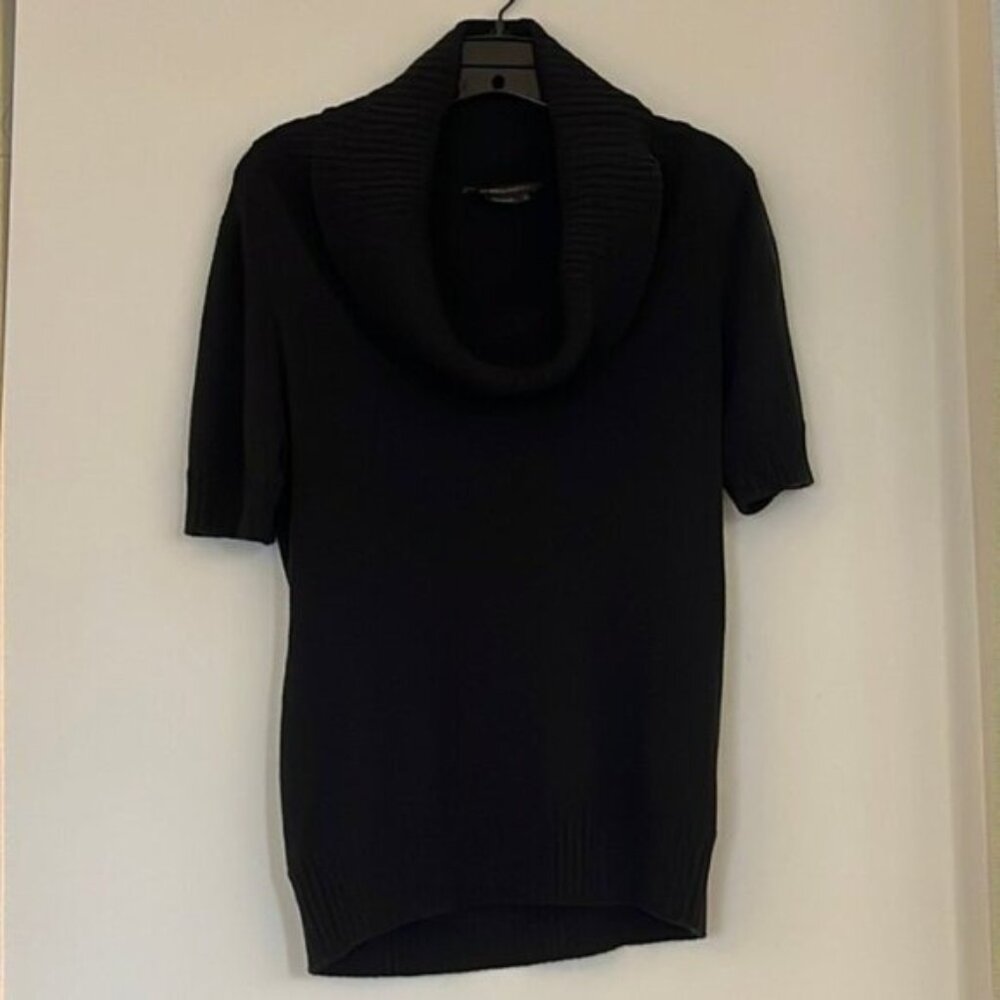 🖤 Vintage BCBGMaxAzria Women’s Black Ribbed Cowl Neck Sweater Top | Size L 🖤